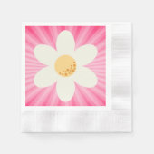 Retro Pink Daisy Birthday Napkins - Boho Groovy 1s Serviette (Vorderseite)