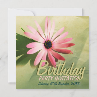 Retro Pink Daisy Blume Geburtstagseinladungen Einladung