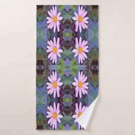 Retro Pink Daisy Blume Pattern Badehandtuch