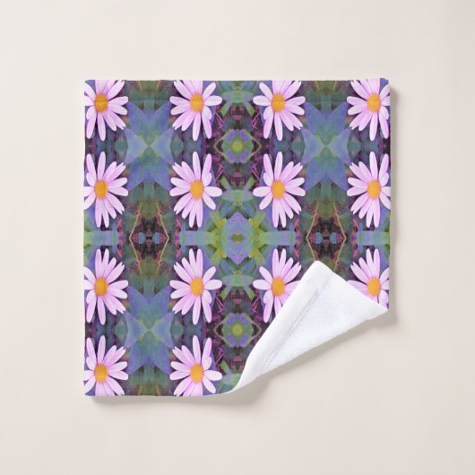 Retro Pink Daisy Blume Pattern Badhandtuch Set (Waschlappen)