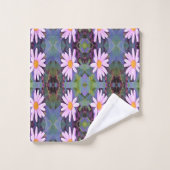 Retro Pink Daisy Blume Pattern Badhandtuch Set (Waschlappen)