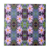 Retro Pink Daisy Blume Pattern Fliese (Vorderseite)