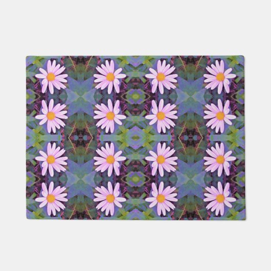 Retro Pink Daisy Blume Pattern Fußmatte (Vorderseite)