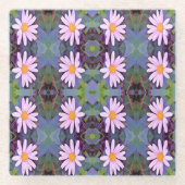 Retro Pink Daisy Blume Pattern Glasuntersetzer (Vorderseite)