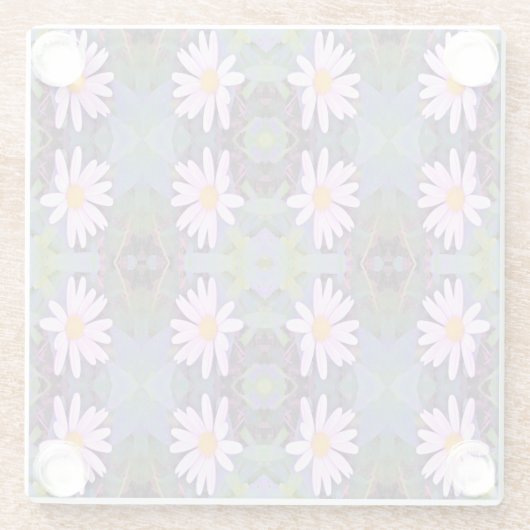 Retro Pink Daisy Blume Pattern Glasuntersetzer (Rückseite)