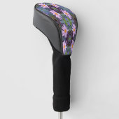 Retro Pink Daisy Blume Pattern Golf Headcover (angewinkelt)