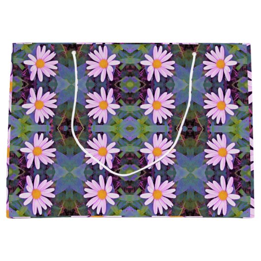 Retro Pink Daisy Blume Pattern Große Geschenktüte (Vorderseite)