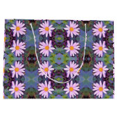 Retro Pink Daisy Blume Pattern Große Geschenktüte (Rückseite)