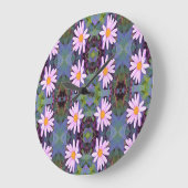 Retro Pink Daisy Blume Pattern Große Wanduhr (Winkel)