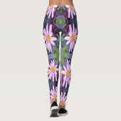 Retro Pink Daisy Blume Pattern Leggings (Rückseite)