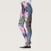 Retro Pink Daisy Blume Pattern Leggings (Links)