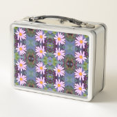 Retro Pink Daisy Blume Pattern Metall Brotdose (Rückseite)