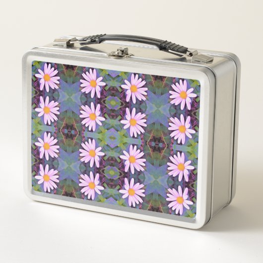 Retro Pink Daisy Blume Pattern Metall Brotdose (Vorderseite)