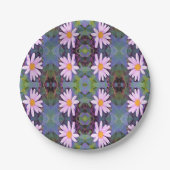 Retro Pink Daisy Blume Pattern Pappteller (Vorderseite)