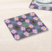 Retro Pink Daisy Blume Pattern Rechteckiger Pappuntersetzer (angewinkelt)