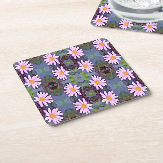 Retro Pink Daisy Blume Pattern Rechteckiger Pappuntersetzer (angewinkelt)