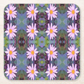 Retro Pink Daisy Blume Pattern Rechteckiger Pappuntersetzer (Vorderseite)