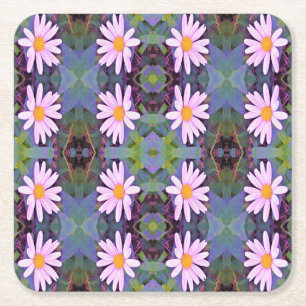 Retro Pink Daisy Blume Pattern Rechteckiger Pappuntersetzer