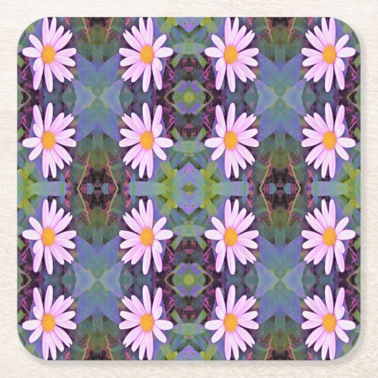 Retro Pink Daisy Blume Pattern Rechteckiger Pappuntersetzer (Vorderseite)