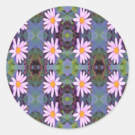 Retro Pink Daisy Blume Pattern Runder Aufkleber