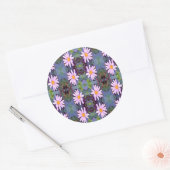 Retro Pink Daisy Blume Pattern Runder Aufkleber (Umschlag)