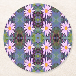 Retro Pink Daisy Blume Pattern Runder Pappuntersetzer