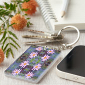 Retro Pink Daisy Blume Pattern Schlüsselanhänger (Vorderseite rechts)