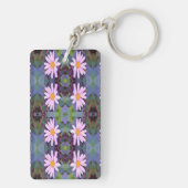 Retro Pink Daisy Blume Pattern Schlüsselanhänger (Rückseite)