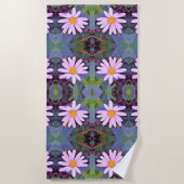 Retro Pink Daisy Blume Pattern Strandtuch (Vorderseite)