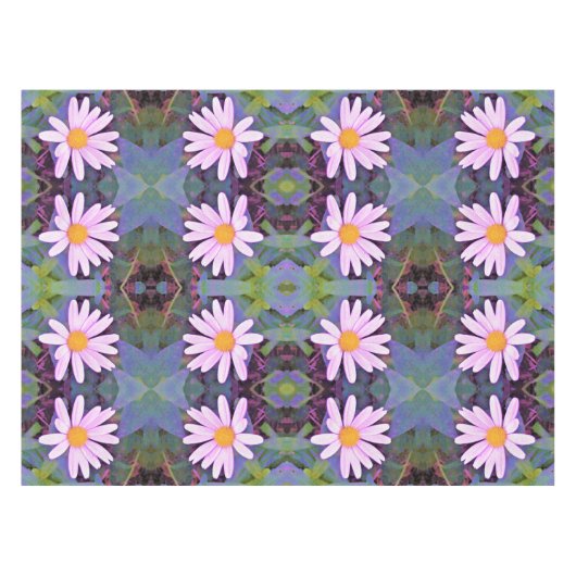 Retro Pink Daisy Blume Pattern Tischdecke (Vorderseite (Horizontal))