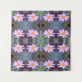 Retro Pink Daisy Blume Pattern Wandteppich (Vorderseite (Horizontal))