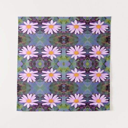 Retro Pink Daisy Blume Pattern Wandteppich (Vorderseite (Horizontal))