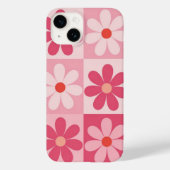 Retro Pink Daisy Checkerboard-Muster Case-Mate iPhone Hülle (Rückseite)