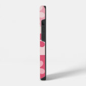 Retro Pink Daisy Checkerboard-Muster iPhone Hülle (Linke Seite)