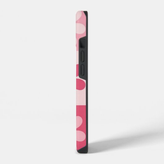 Retro Pink Daisy Checkerboard-Muster iPhone Hülle (Linke Seite)