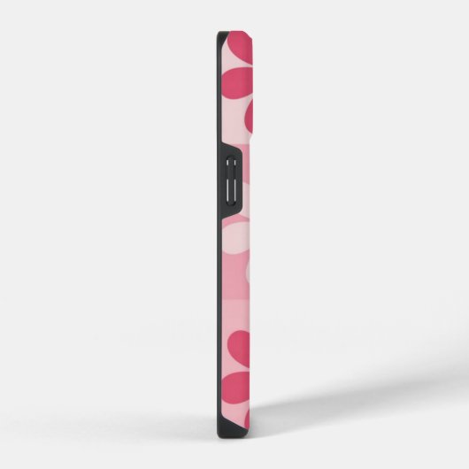 Retro Pink Daisy Checkerboard-Muster iPhone Hülle (Rechte Seite)