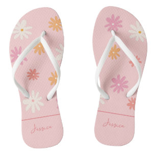 Retro Pink Daisy Flip Flops für Bridesmaier Badesandalen