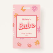 Retro Pink Daisy Junggeselinnen-Abschied VIP Pass Ausweis (Rückseite)