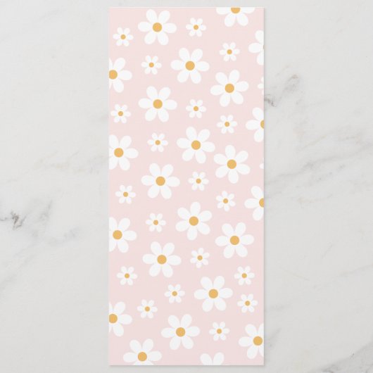 Retro Pink Daisy Menu Menükarte (Rückseite)