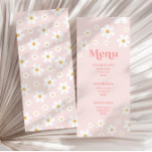 Retro Pink Daisy Menu Menükarte