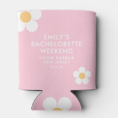 Retro Pink Daisy Personalisiert Bride Can Cooler Dosenkühler (Rückseite)