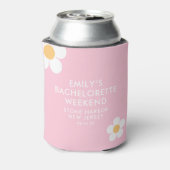 Retro Pink Daisy Personalisiert Bride Can Cooler Dosenkühler (Kanne Rückseite)