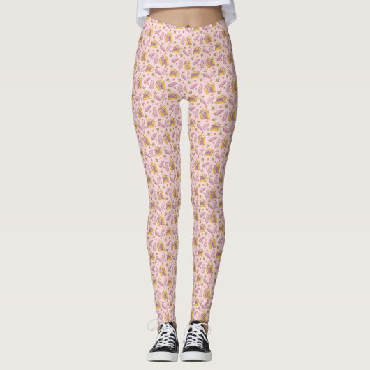 Retro Pink Daisy Reader Vibes Leggings (Vorderseite)