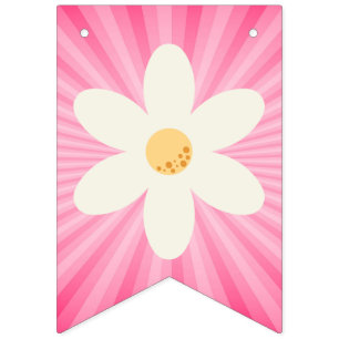 Retro Pink Daisy Sunburst Bunting Fahnen - Groovy  Wimpelkette