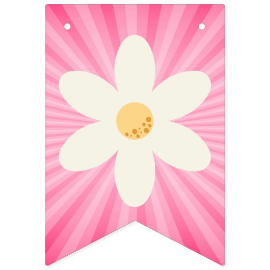 Retro Pink Daisy Sunburst Bunting Fahnen - Groovy  Wimpelkette (Erste Fahne)