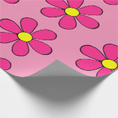 Retro Pink Daisy Wrapping Paper Geschenkpapier (Ecke)