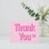 Retro Pink Danke Postkarte (Stehend Vorderseite)