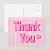 Retro Pink Danke Postkarte (Vorne/Hinten)