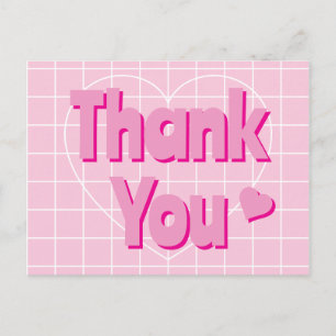 Retro Pink Danke Postkarte