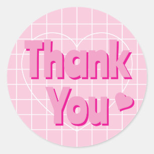Retro Pink Danke Runder Aufkleber